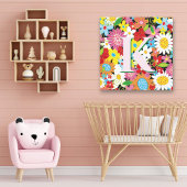 Lente Bloemen Tuin Monogram Whimsical Kwekerij Canvas Afdruk