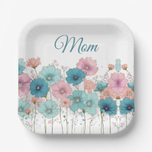 Lente bloemen uit grootmoeders tijd voor mama papieren bordje