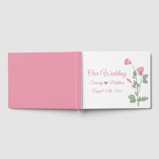 Lente Bloemen Waterverf Roze Bloemen Bruiloft Gastenboek (Volledig)