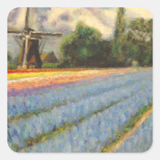 Lente Bloemen Windmolen Vierkante Sticker