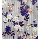 Lente bloemen zwart silhouet patroon douchegordijn (Voorkant)