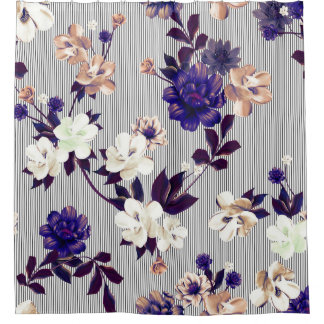 Lente bloemen zwart silhouet patroon douchegordijn