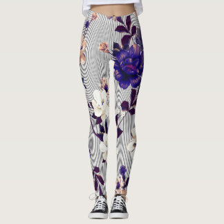 Lente bloemen zwart silhouet patroon leggings