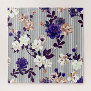 Lente bloemen zwart silhouet patroon legpuzzel