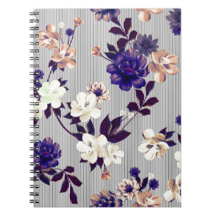 Lente bloemen zwart silhouet patroon notitieboek