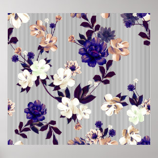 Lente bloemen zwart silhouet patroon poster