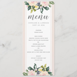 Lente bloemenblos Bruiloft Menu Kaart