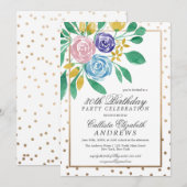 Lente Bloemengoud Confetti Waterverf Verjaardag Kaart (Voorkant / Achterkant)