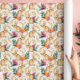 Lente Bloemenkonijnen in overvloed Cadeaupapier