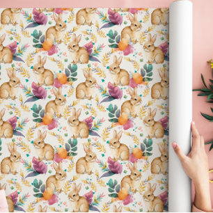 Lente Bloemenkonijnen in overvloed  Cadeaupapier