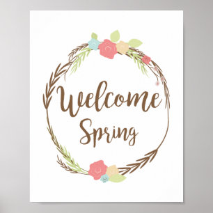 Lente bloemenkrans welkom ontwerp kunstprint poster