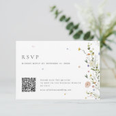 Lente Bloementuin Minimalistische Bloem QR-code RSVP Kaartje (Staand voorkant)