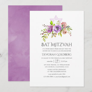 Lente Bloemige Bat Mitzvah Kaart