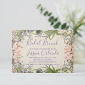 Lente Bloemige Elegante Script Bruids Brunch Kaart (Staand voorkant)