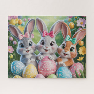 Lente bloemige paashaas met een lieve uitstraling legpuzzel