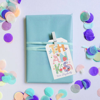 Lente Bloemige Pastelkleuren Bedankt Verjaardag Cadeaulabel