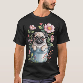 Lente Bloemige Pug - Hondeneigenaar Huisdier Train T-shirt