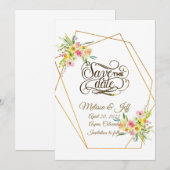 Lente bloemige Save the date uitnodiging (Voorkant / Achterkant)