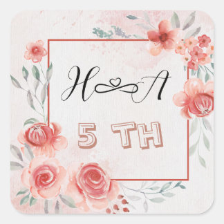 Lente Bloemige Verjaardag | Elegante Moderne Huwel Vierkante Sticker