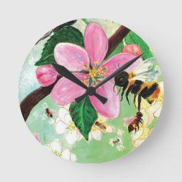 Lente bloesems met bijen ronde klok