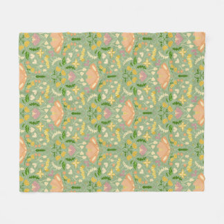 Lente Blos en Groene Motten en Vlinders Fleece Deken