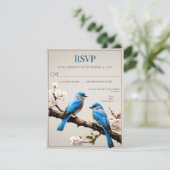 Lente Bluebirds Bruiloft RSVP Kaartje (Staand voorkant)