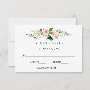 Lente Blush Bloemen Bruiloft RSVP Kaart