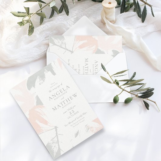 Lente Blush Sage Abstract Uitnodiging