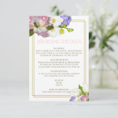Lente Boeket Bloemen Goud en Roze Bruiloft Informatiekaartje (Staand voorkant)