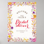 Lente Boho Wilde Bloem Bruidsfeest Poster (Voorkant)