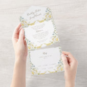  Lente Boho Wildflower Pampas Wedding All In One Uitnodiging (Afscheurbaar)