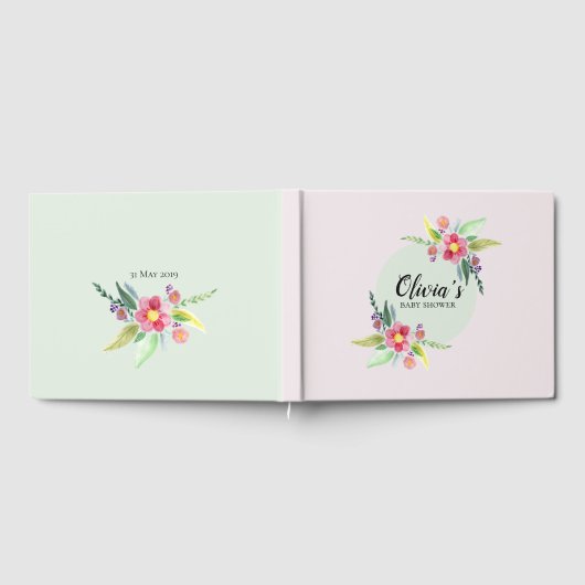 Lente Botanische Bloemen en Naam Baby Shower Gastenboek (Volledig)