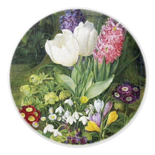   lente botanische bloemen keramische knop (Voorkant)