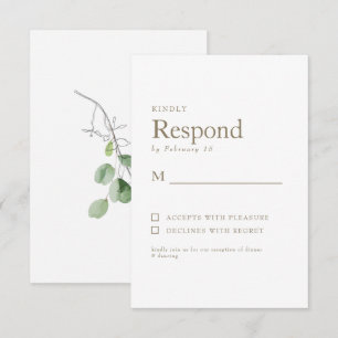 Lente Botanische Wit Gouden Tekst Bruiloft RSVP Kaartje