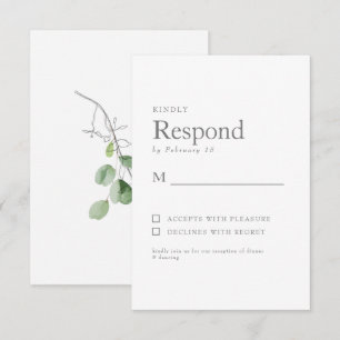 Lente Botanische Witte Bruiloft RSVP Kaartje