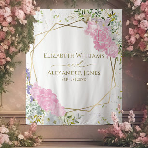 Lente Bruiloft Achtergrond Pastel Kleur Wildflower Wandkleed