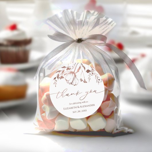 Lente bruiloft dank u Sticker vergulde Waterverf