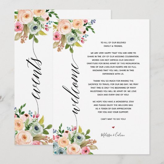 Lente Bruiloft Elegante Calligrafie Route kaart (Voorkant / Achterkant)