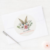 Lente bruiloft feest met bloemige konijnenoren ronde sticker (Envelop)