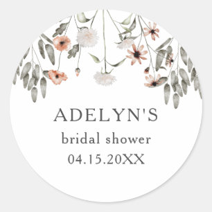 Lente Bruiloft Feest met Wilde Bloemen Ronde Sticker
