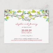 Lente bruiloft geknoopte liefdesbomen opslaan de d aankondigingskaart (Voorkant)