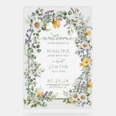 Lente bruiloft Kleurrijke Wildflower Bloemen Welko Acryl Bord (Voorkant)