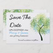 Lente Bruiloft Spiraalboom "Bewaar de datum" Save The Date (Voorkant / Achterkant)