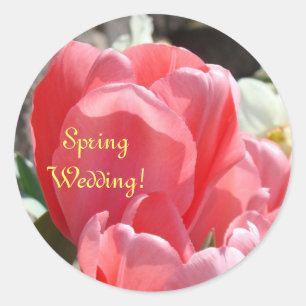 Lente bruiloft! stickers Roze tulpen Envelope zege