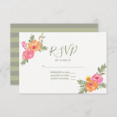 Lente bruiloft watercolor bloemen RSVP (Voorkant / Achterkant)