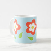 Lente Bubbel Bloemen (op Blauw) Koffiemok (Voorkant links)