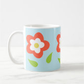 Lente Bubbel Bloemen (op Blauw) Koffiemok (Links)