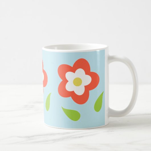 Lente Bubbel Bloemen (op Blauw) Koffiemok (Rechts)