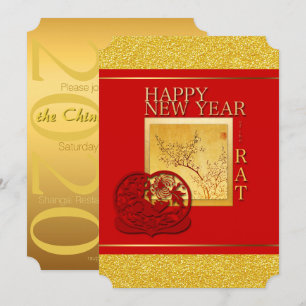 Lente Chinees Rat Jaar 2020 Partij Uitnodigen Kaart