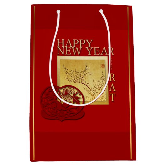 Lente Chinese Rat Year 2020 Medium Gift Bag Medium Cadeauzakje (Voorkant)